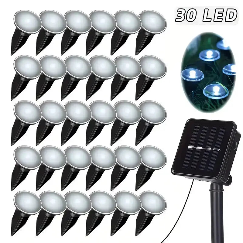 Solar Pathway Lights Set of 30, Outdoor Garden Lights with 8 Lighting Modes, Automatic On/off, Ideal for Paths, Camping, Weddings, Festivals, Waterproof Garden Light, Solar Landscape Lights