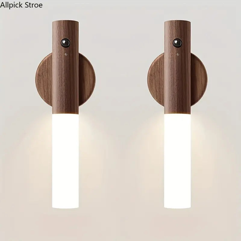 2PCS Motion Sensor LED Night Lights, USB Rechargeable Wireless Magnetic Wall Lights, IPX4 Waterproof Smart Night Lighting with Auto On/Off Detection for Bedroom, Bathroom, Kitchen, Hallway and Stairs, Safe Navigation Light for Home and Apartment Essential
